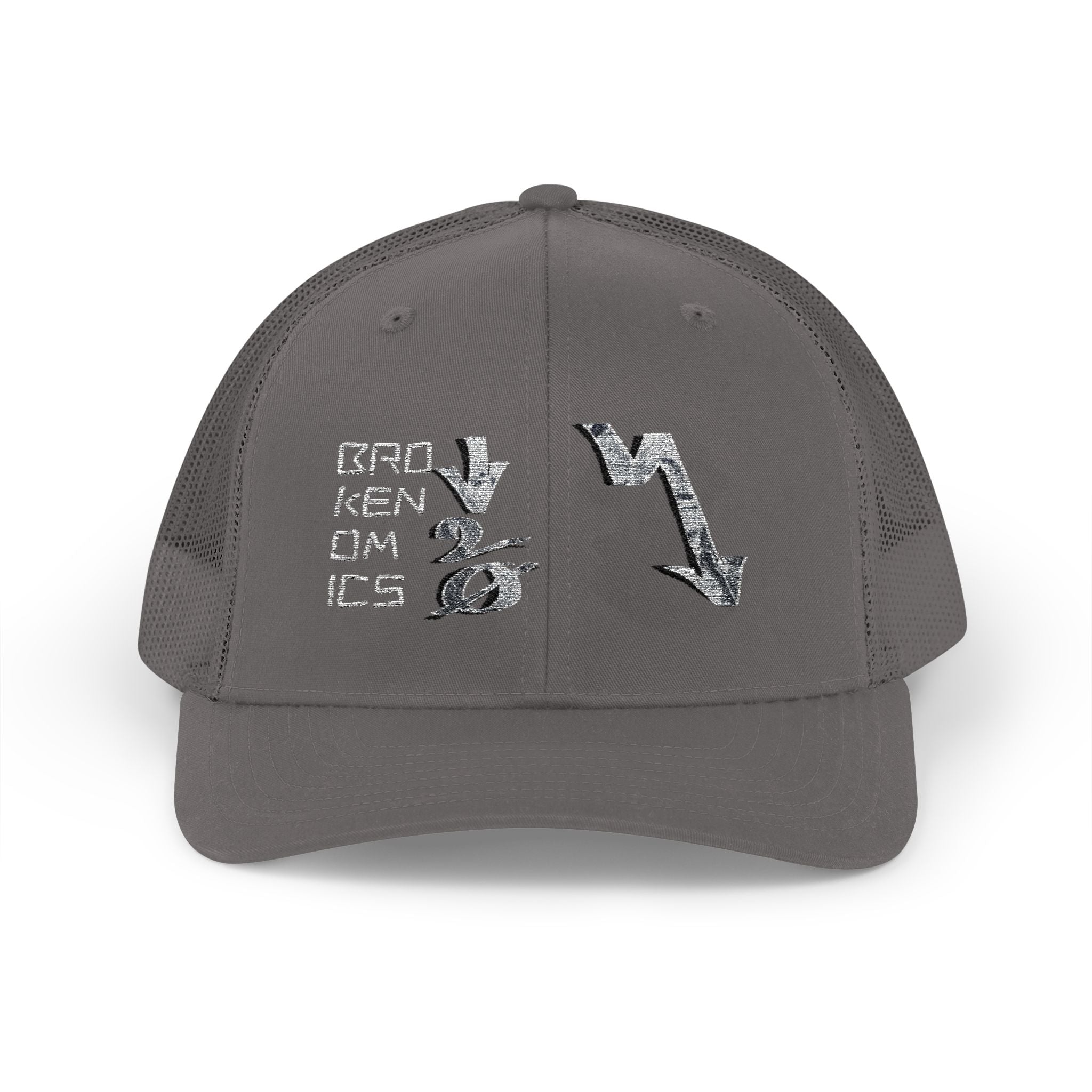 Brokenomics Crypto Trucker Cap - Crypt Apparel Distressed Arrow Graphic Snapback