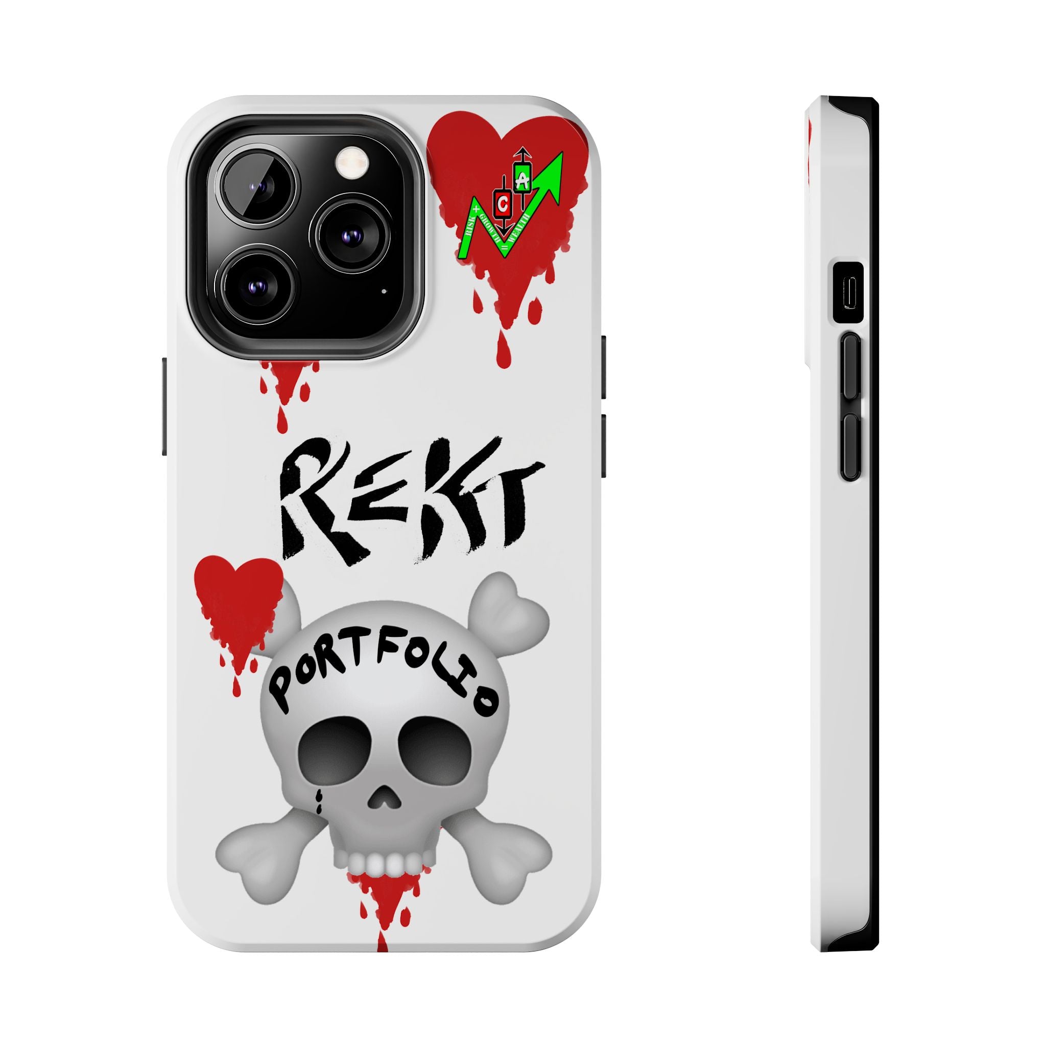 Rekt Portfolio Tough Phone Case — Skull & Dripping Heart Protective Cover