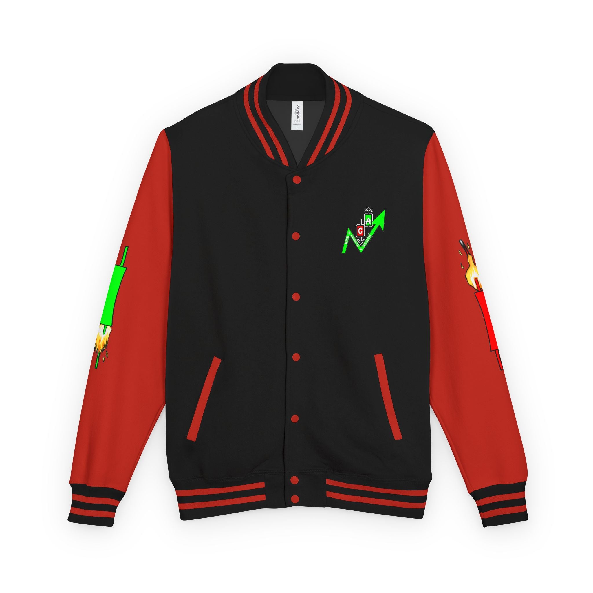 Crypt Apparel Letterman Jacket — 'Crypto Trader' Neon Graffiti Varsity Jacket