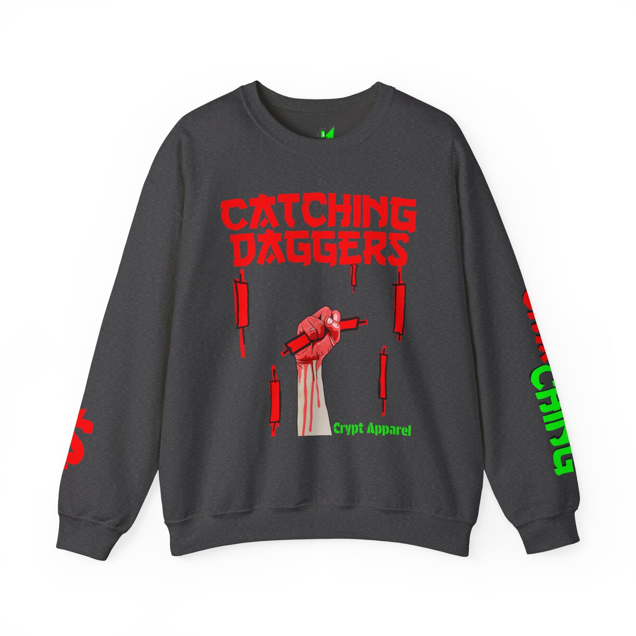 Catching Daggers Crewneck Sweatshirt — Crypt Apparel Graphic Crypto Streetwear