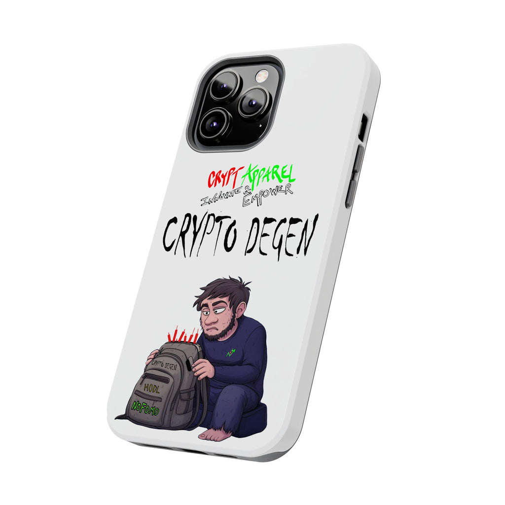 Crypto Degen Tough Phone Case — Cartoon HODL Backpack Design