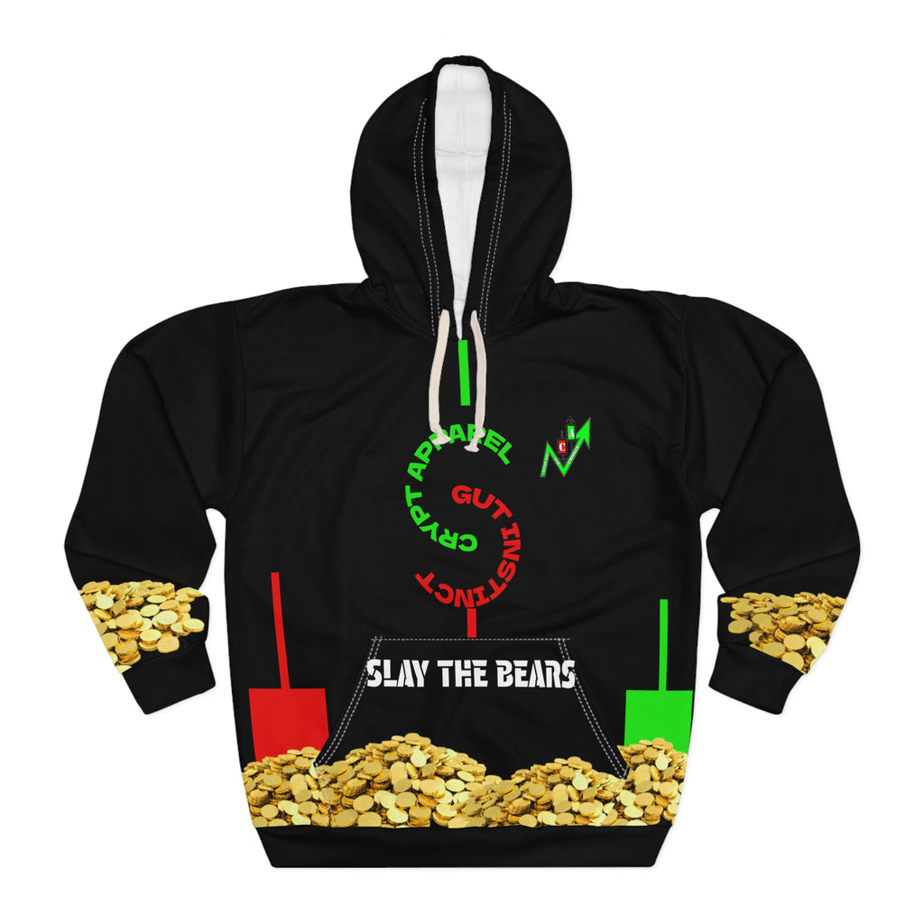 Gut Instinct Bear & Bull Crypto Hoodie — "Slay the Bears" Crypt Apparel All-Over Print