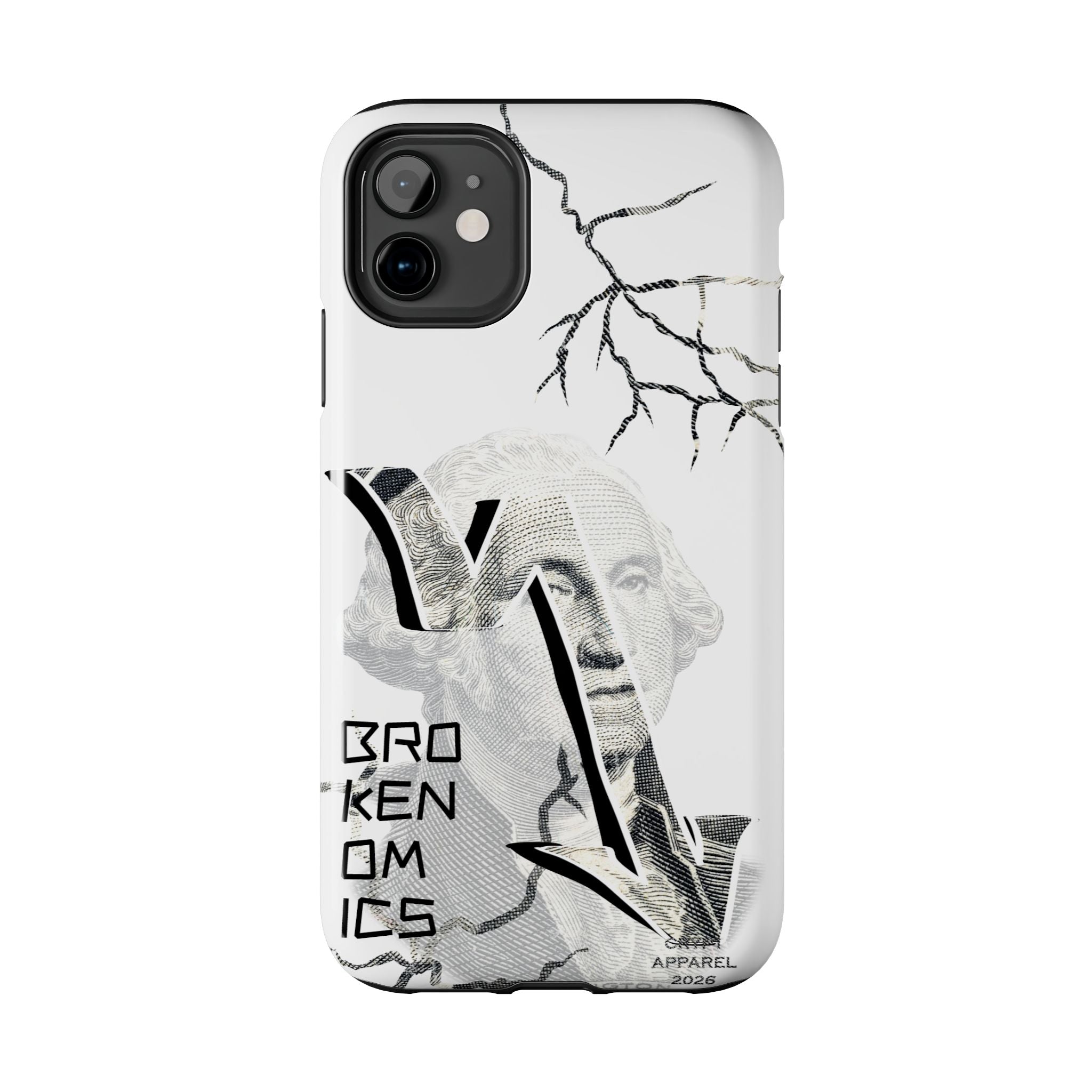 Brokenomics Crypto Tough Phone Case — 'Crypt Apparel' Cracked Dollar Graphic Protective Cover
