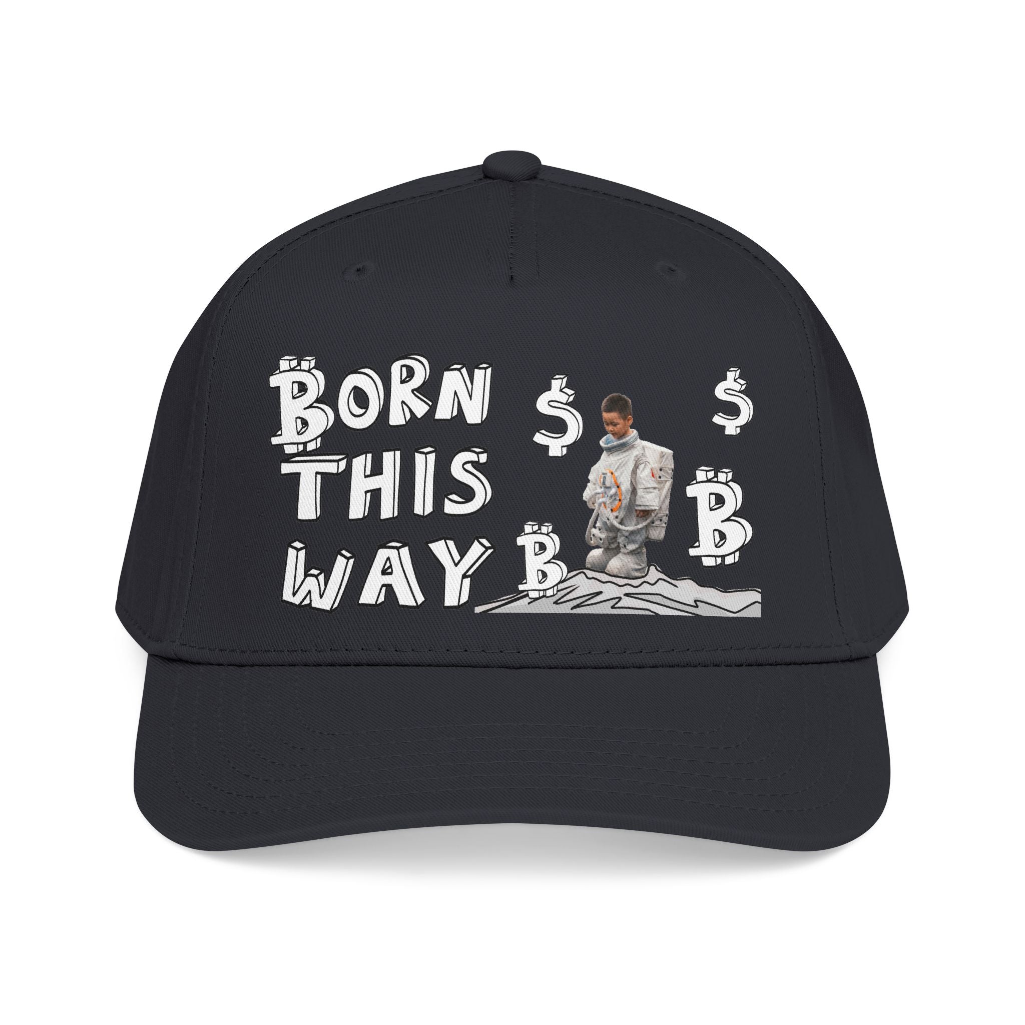 Born This Way graphic Mid Profile Baseball Cap | Crypt Apparel Bitcoin inspired art