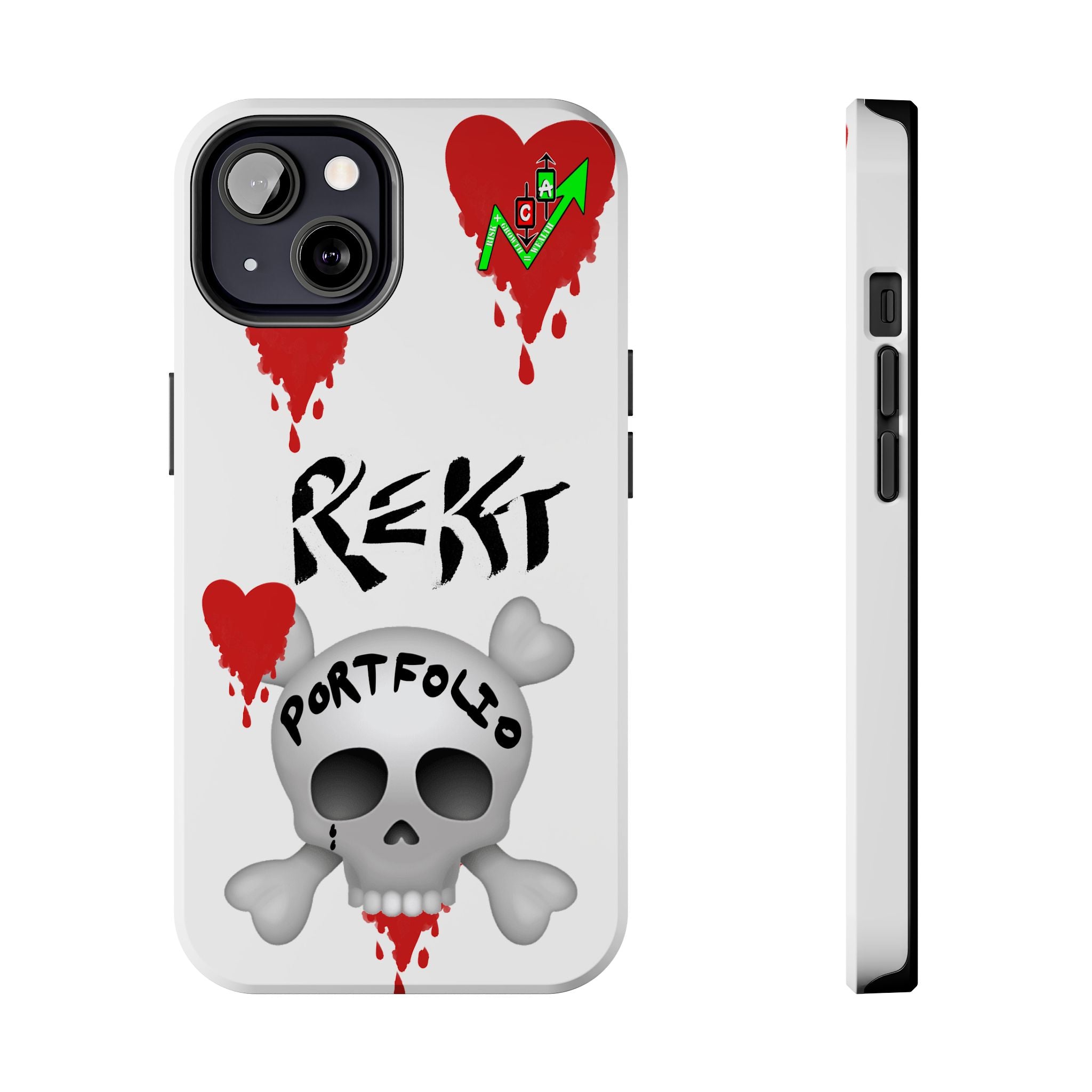 Rekt Portfolio Tough Phone Case — Skull & Dripping Heart Protective Cover