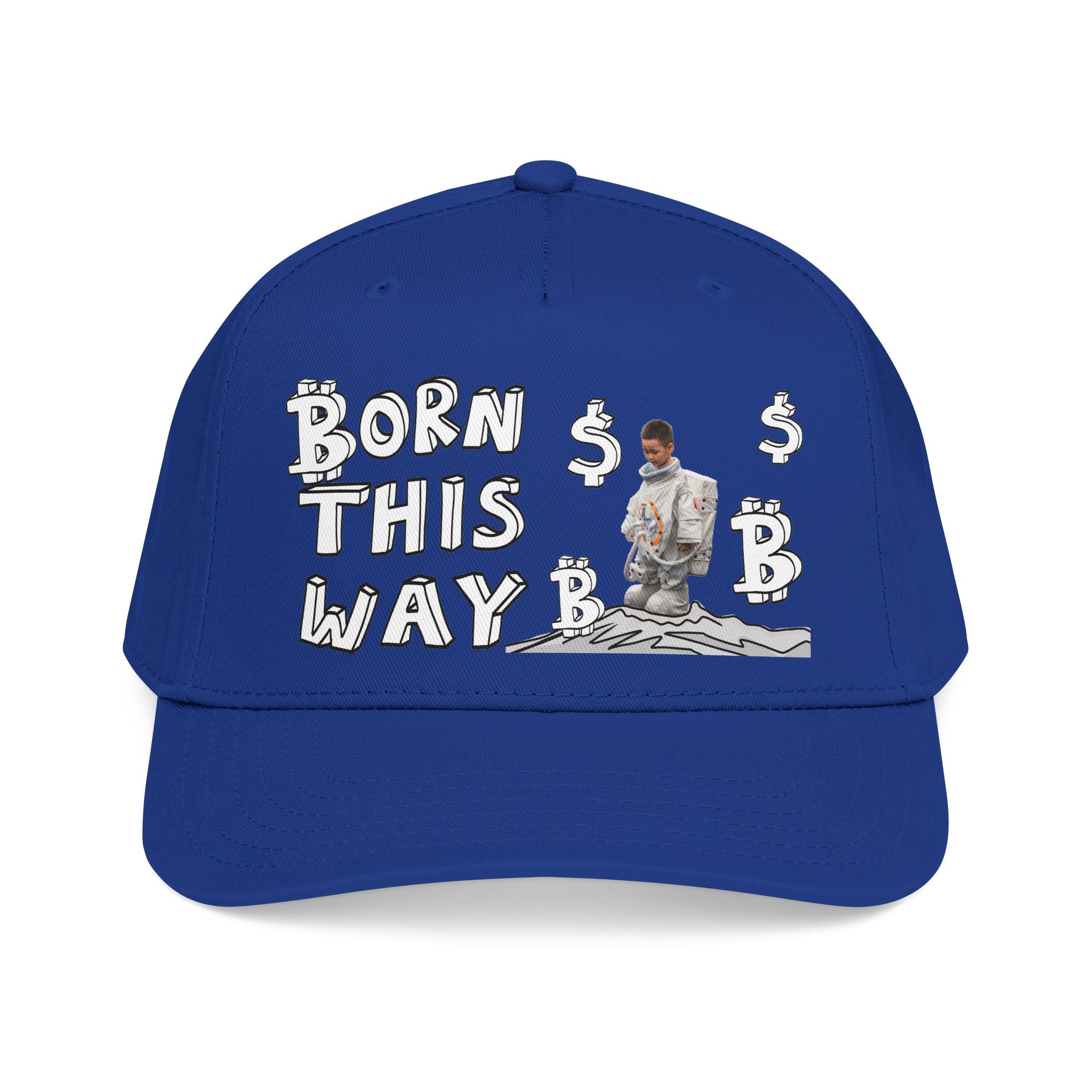 Born This Way graphic Mid Profile Baseball Cap | Crypt Apparel Bitcoin inspired art