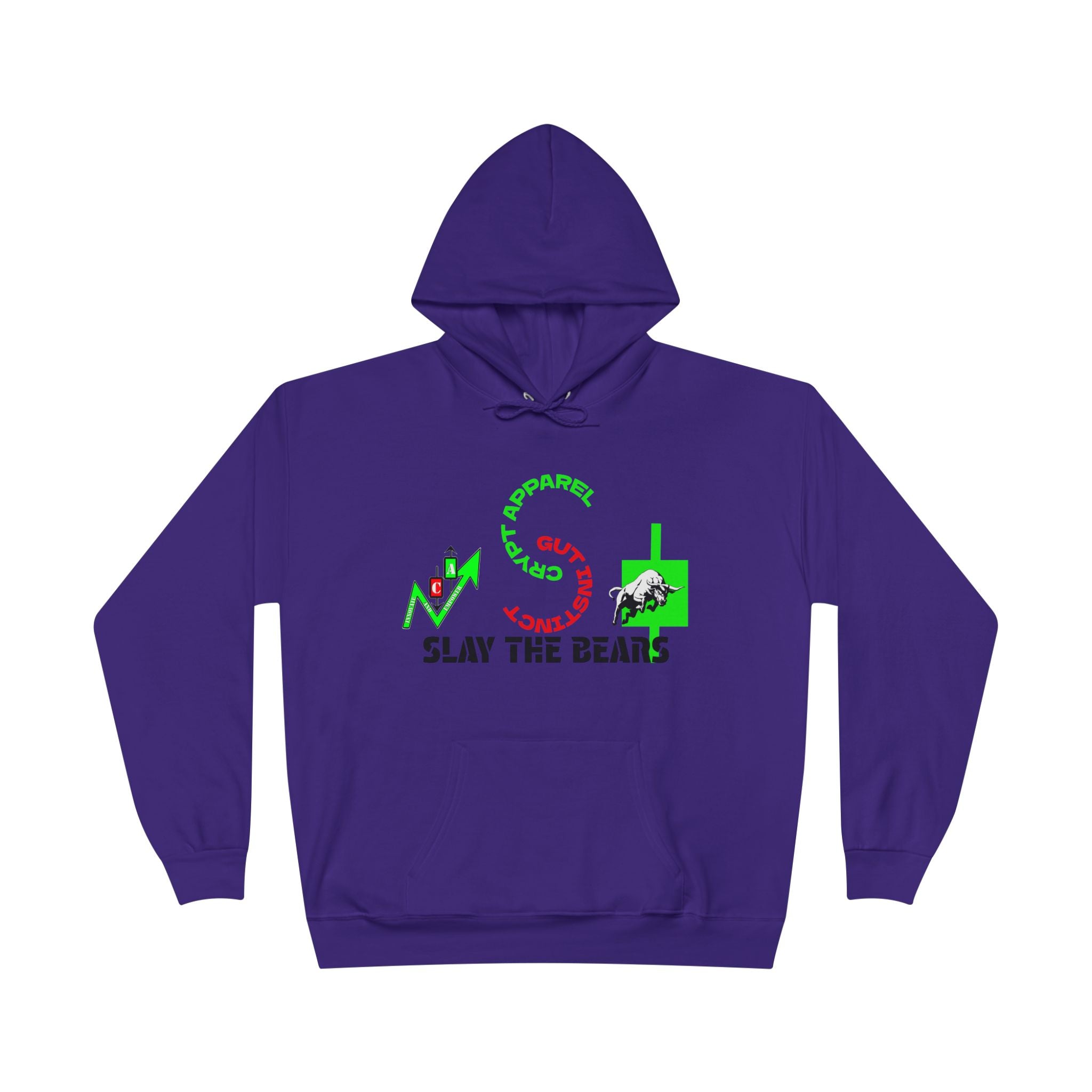 Gut Instinct Bull vs Bear Crypto Hoodie - Dual Sided Slay The Bears Streetwear Pullover