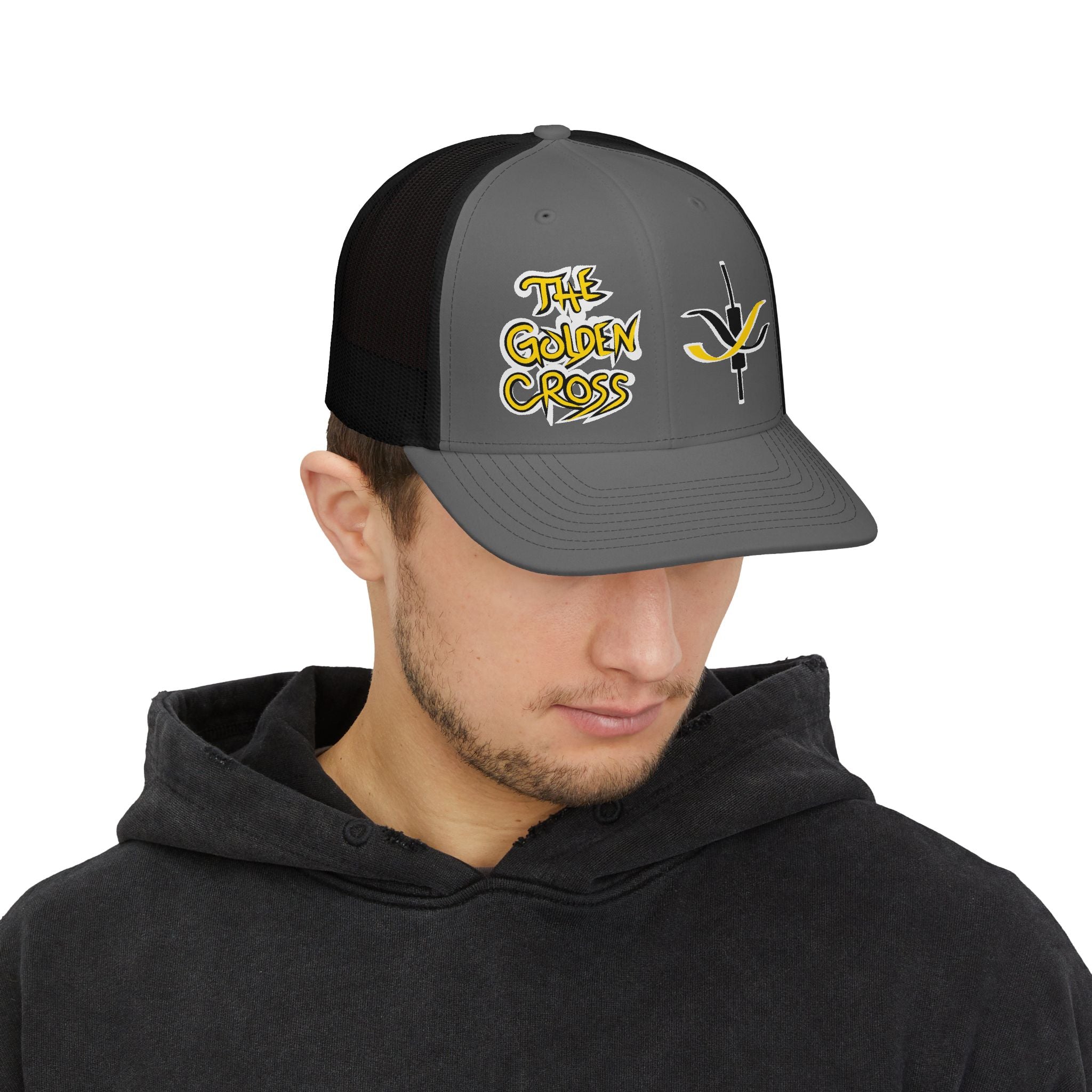 Golden Cross Bull Market Trucker Cap — "Crypt Apparel" Crypto Trading Snapback