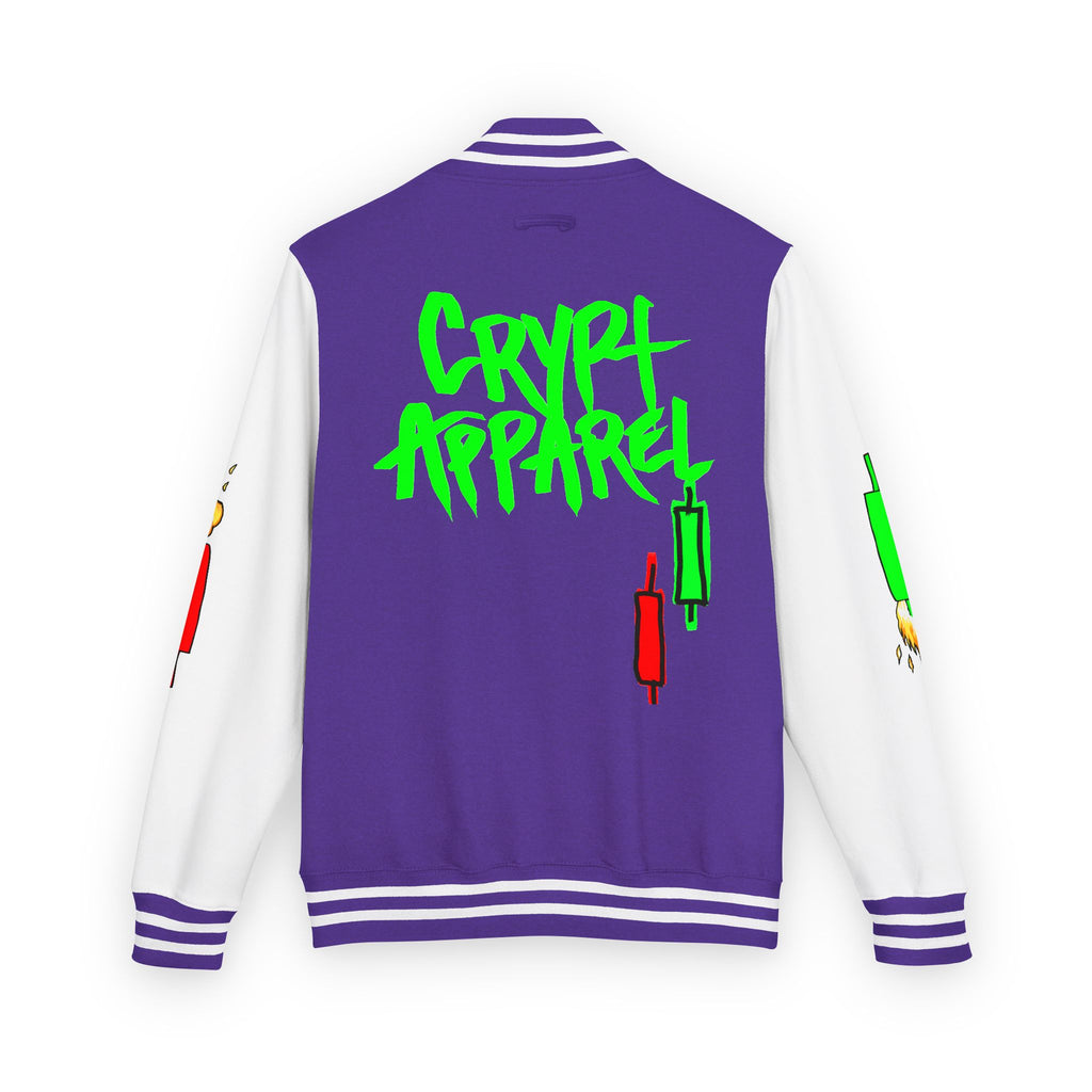 Crypt Apparel Letterman Jacket — 'Crypto Trader' Neon Graffiti Varsity Jacket