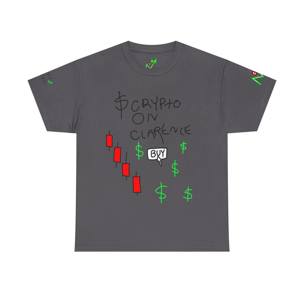 Crypto on Clarence Tee — "Crypt Apparel" / "crypto illiterate" Graphic Shirt