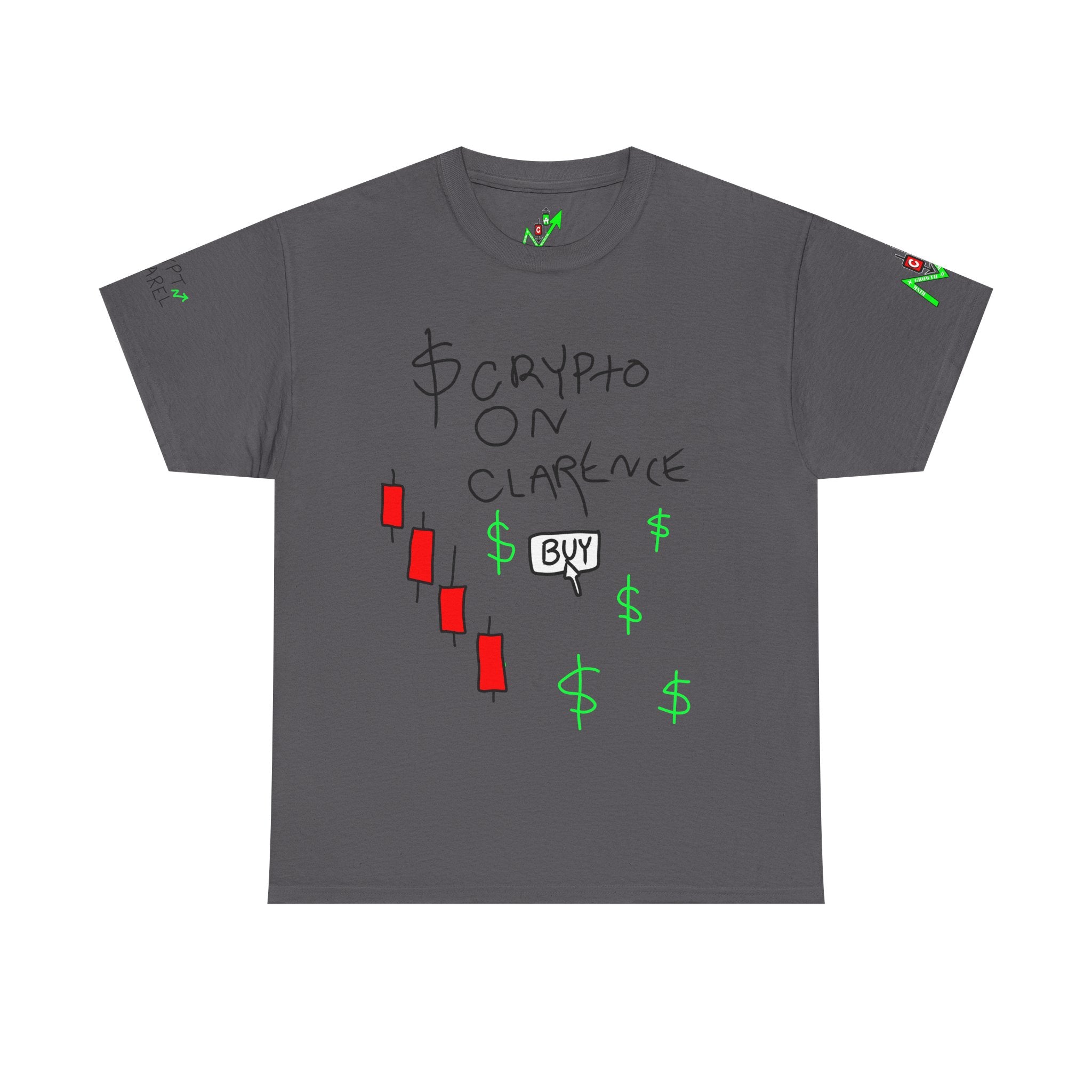Crypto on Clarence Tee — "Crypt Apparel" / "crypto illiterate" Graphic Shirt