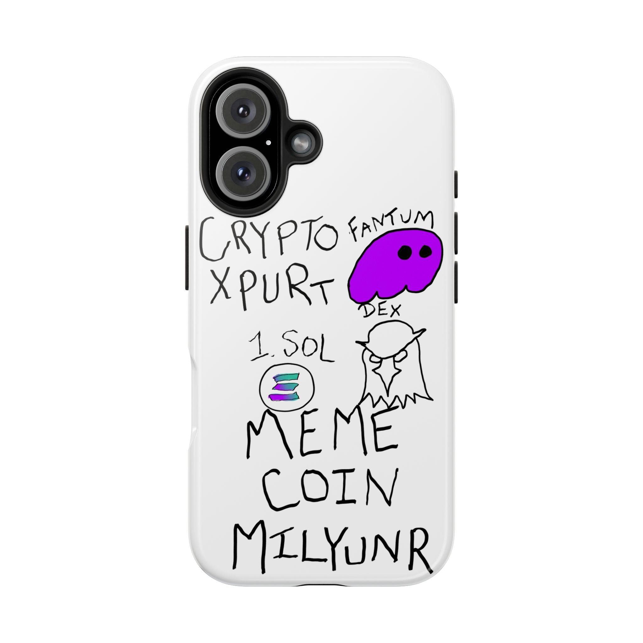 Meme Coin Millionaire Tough Phone Case — Crypto Meme Coin Doodle Design ("Meme Coin Milyunr")
