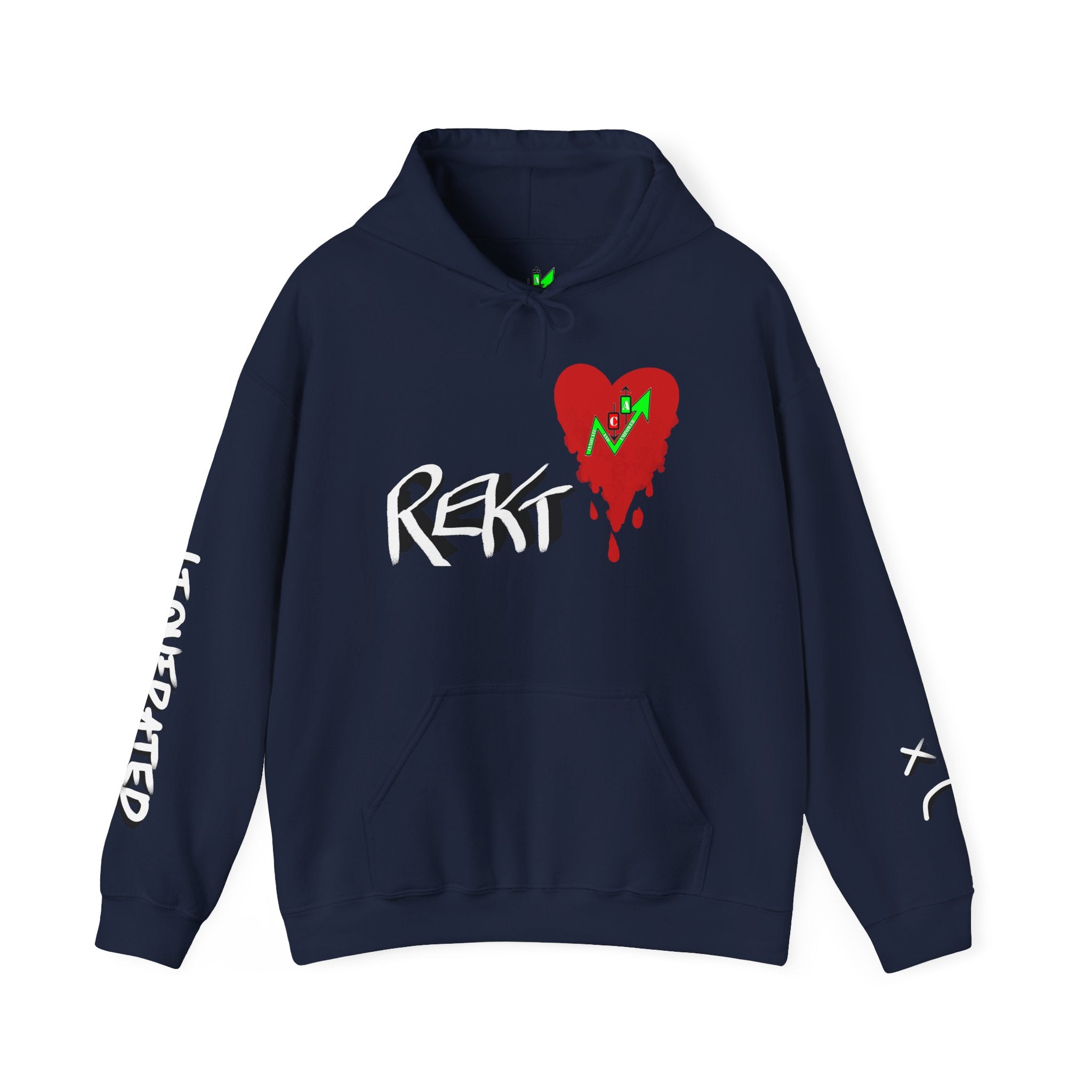 Rekt Portfolio Crypto Trading Hoodie – Crypt Apparel Skull Heart Graffiti Streetwear Pullover