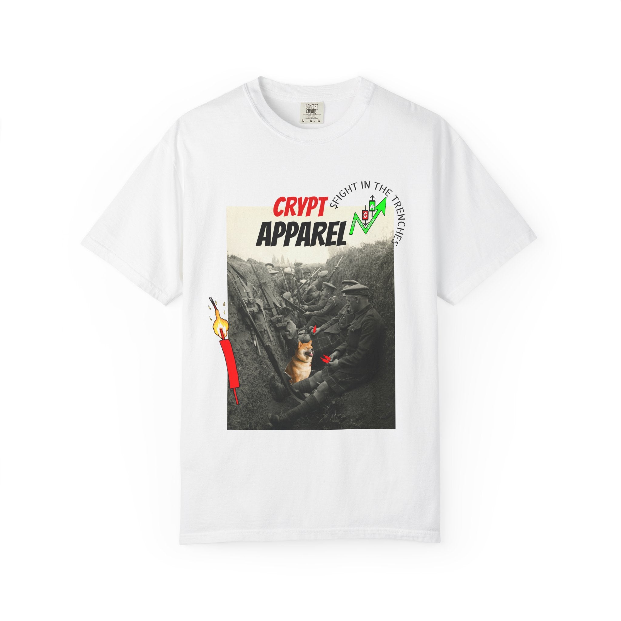 Crypto meme coin trench t shirt graphics by Crypt Apparel