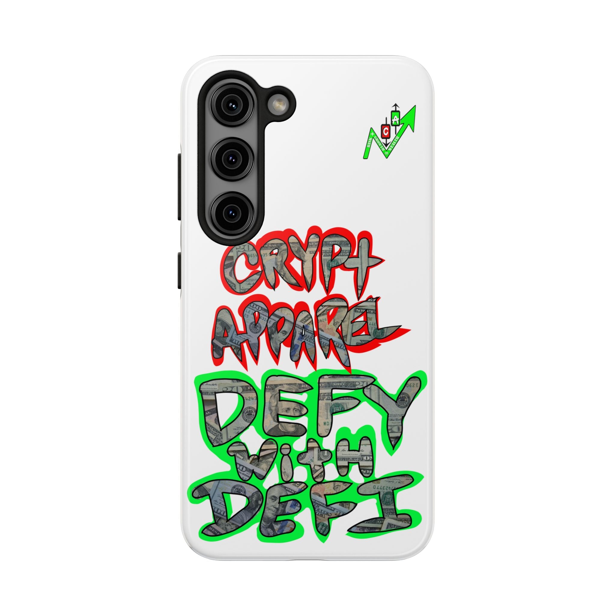 DEFY with DEFI Tough Phone Case — "Crypt Apparel: "Money" Graffiti Crypto Design
