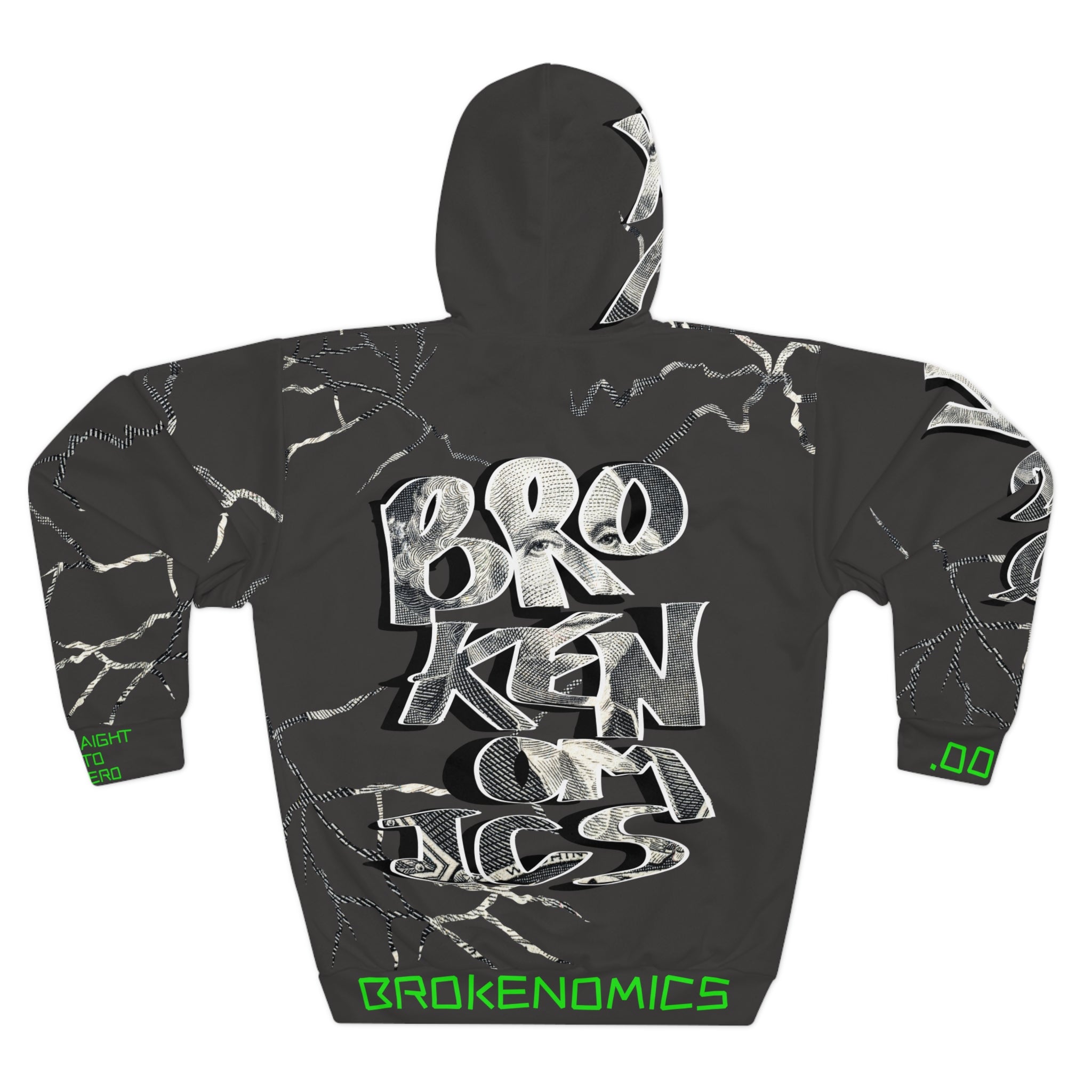 Brokenomics Crypto Hoodie — Crypt Apparel Streetwear Pullover with Money Graffiti Logo