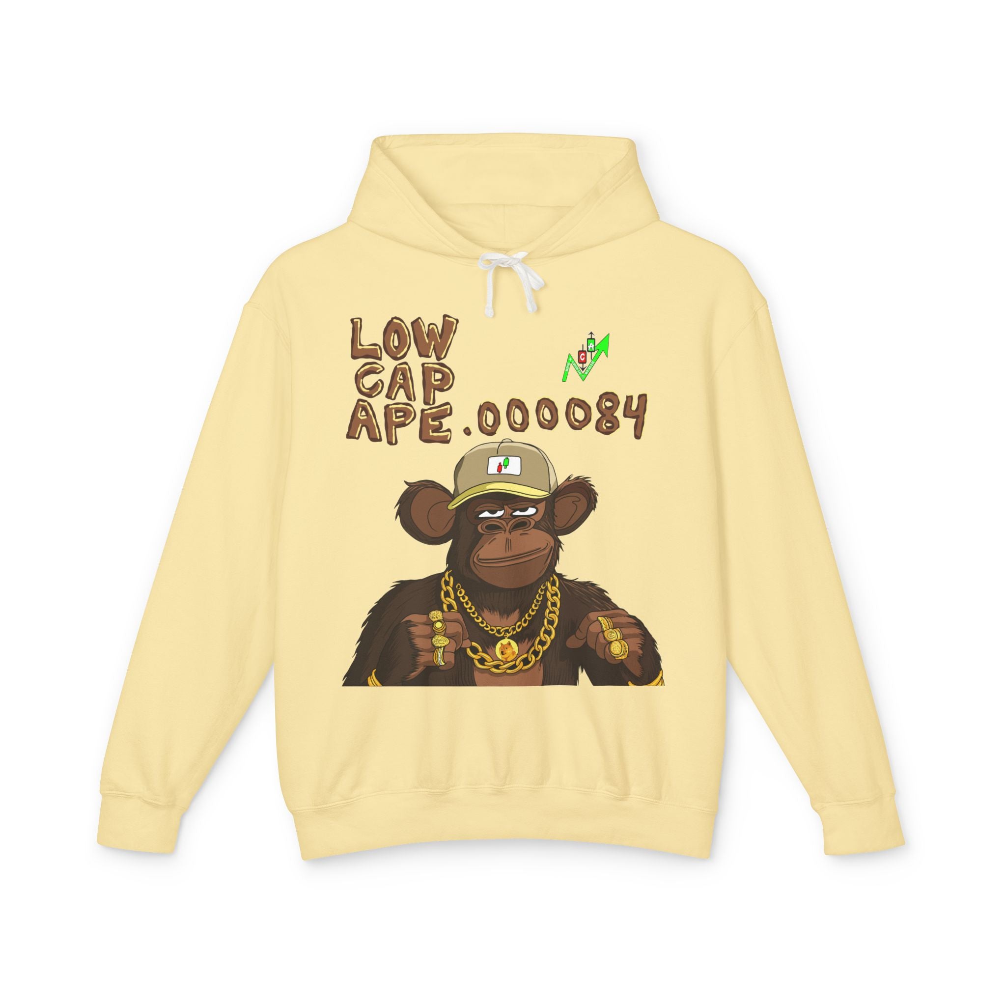 Low Cap Ape Meme Coin Hoodie — Crypt Apparel Cryptocurrency Graphic Pullover
