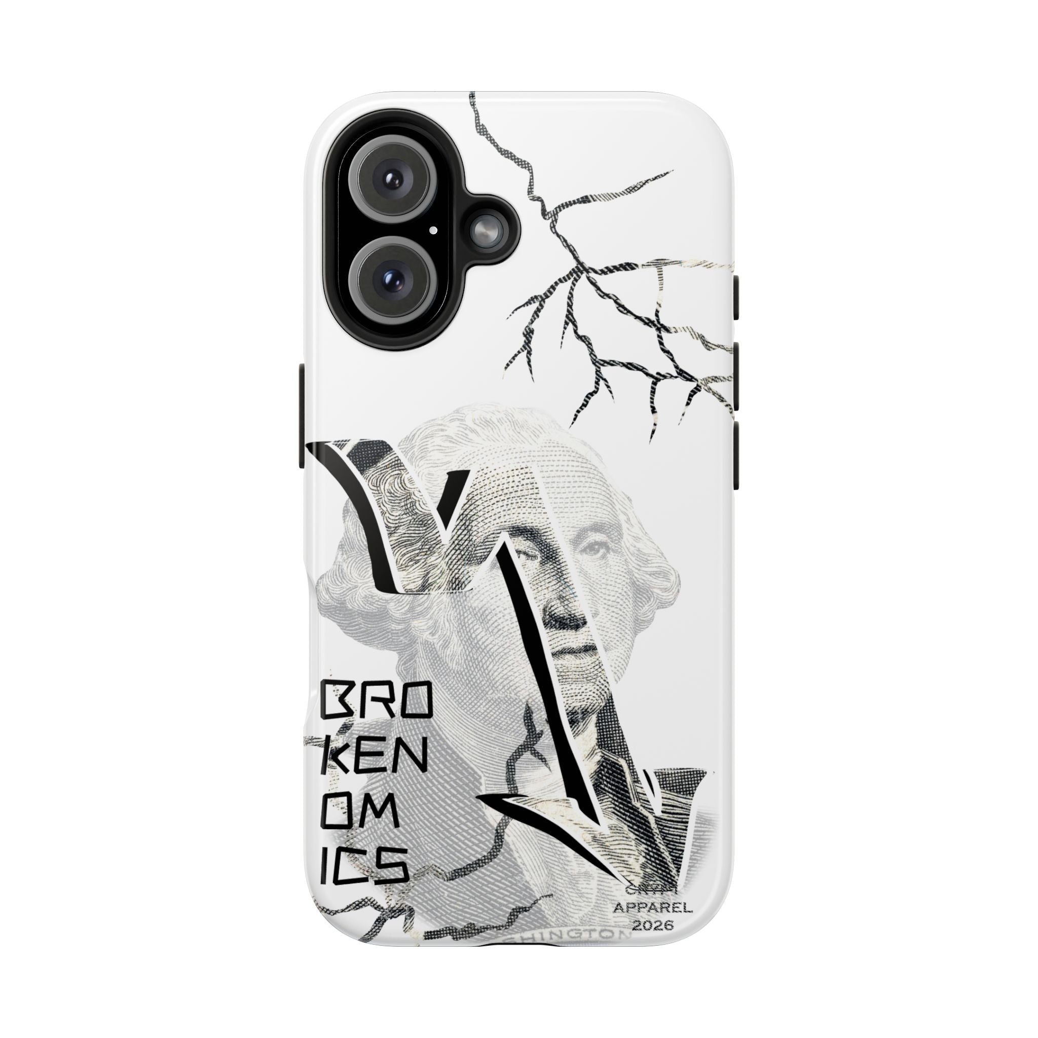 Brokenomics Crypto Tough Phone Case — 'Crypt Apparel' Cracked Dollar Graphic Protective Cover