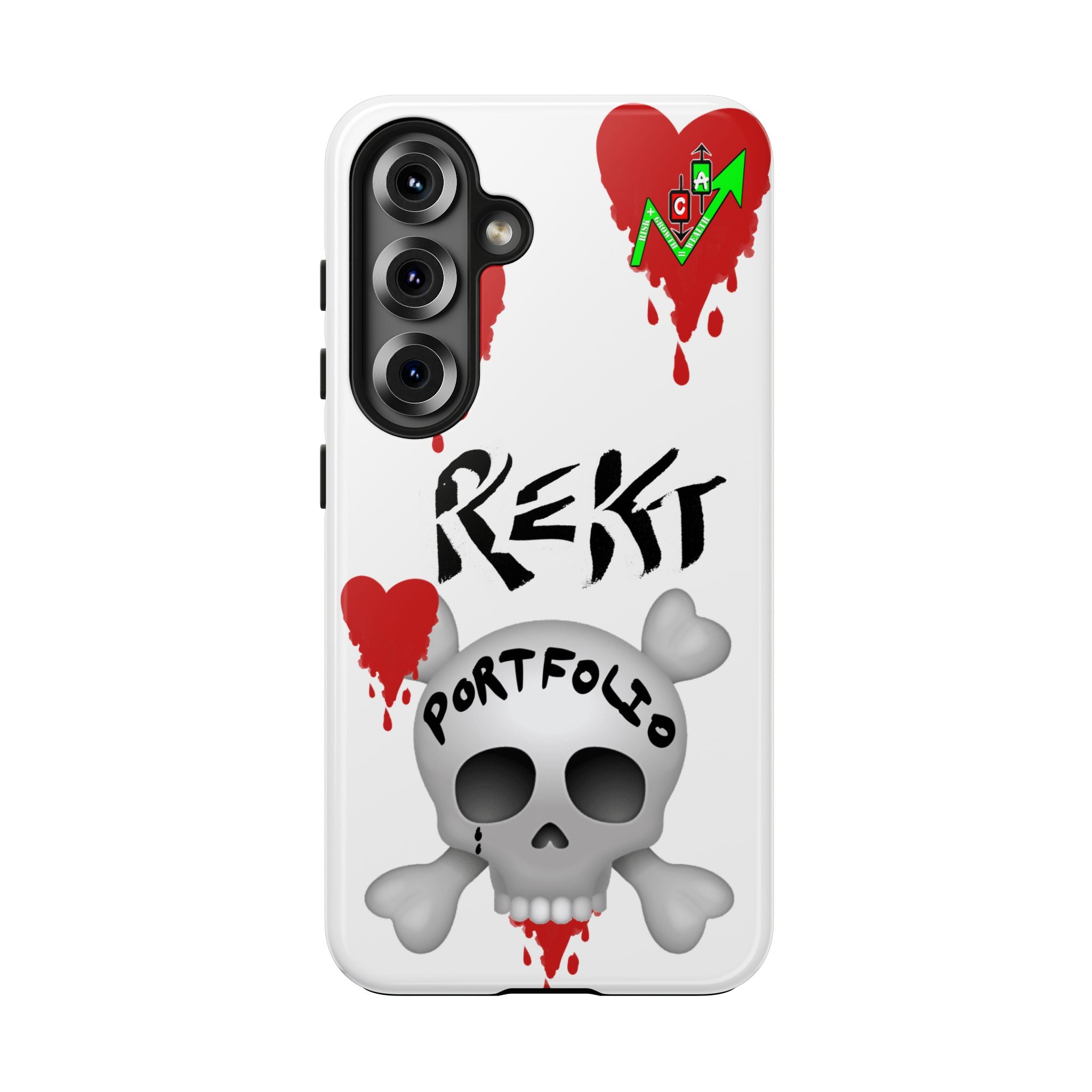 Rekt Portfolio Tough Phone Case — Skull & Dripping Heart Protective Cover
