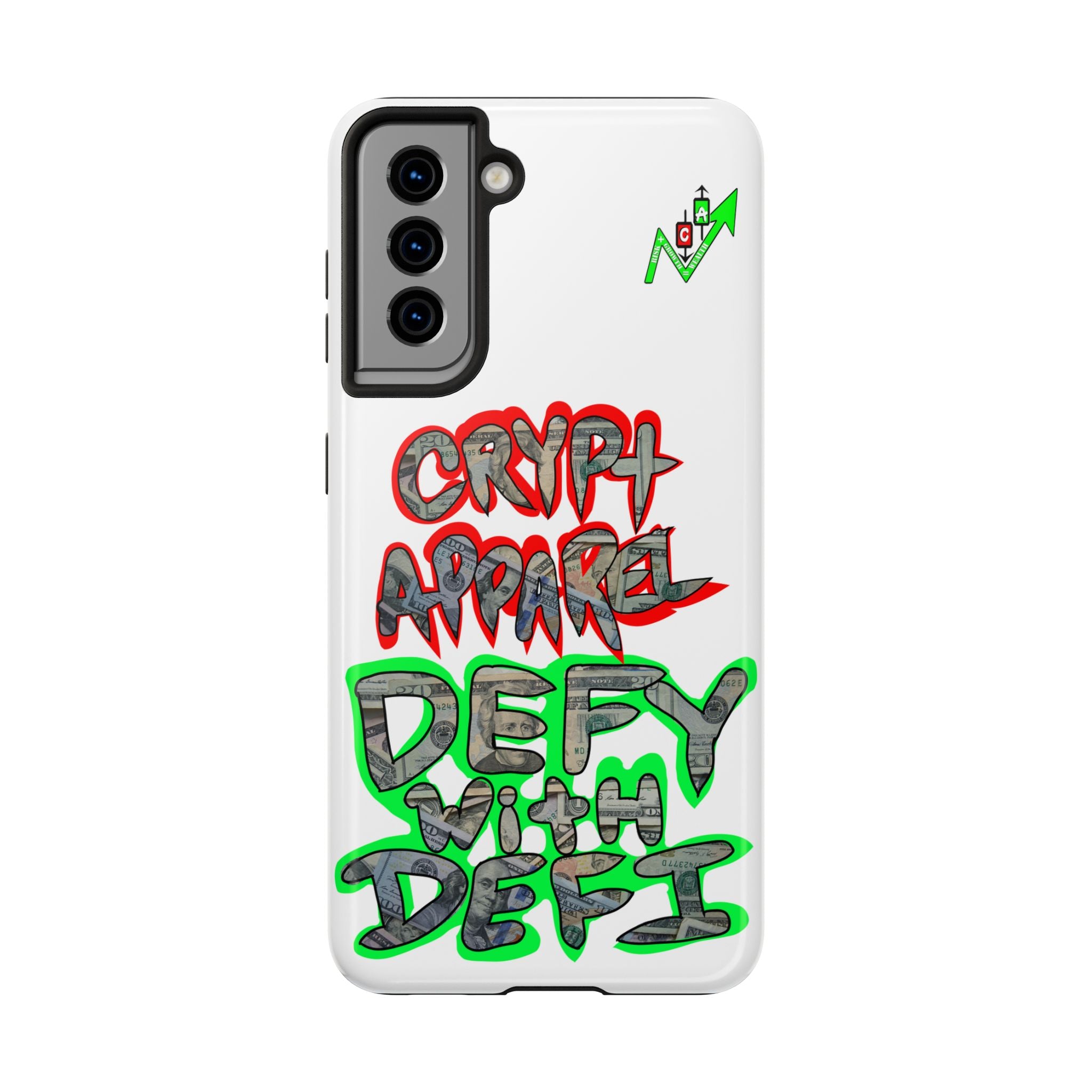 DEFY with DEFI Tough Phone Case — "Crypt Apparel: "Money" Graffiti Crypto Design