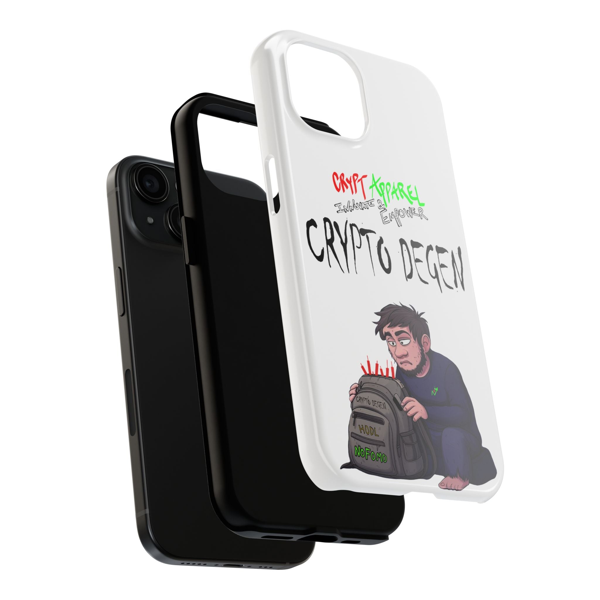Crypto Degen Tough Phone Case — Cartoon HODL Backpack Design