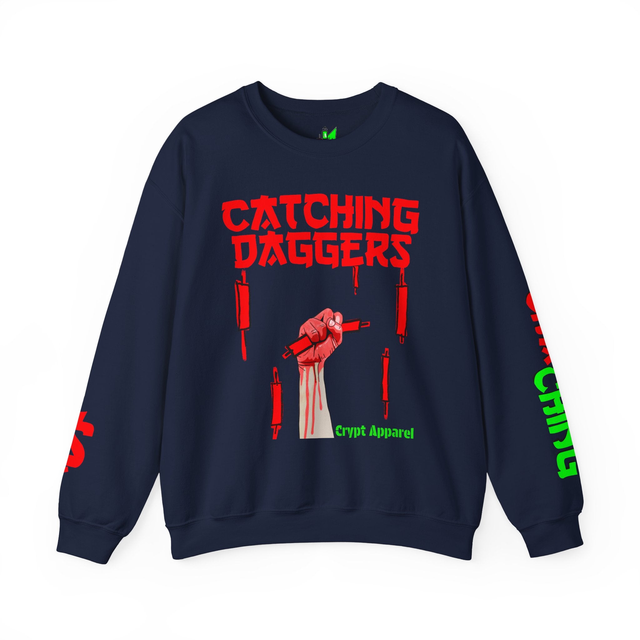 Catching Daggers Crewneck Sweatshirt — Crypt Apparel Graphic Crypto Streetwear