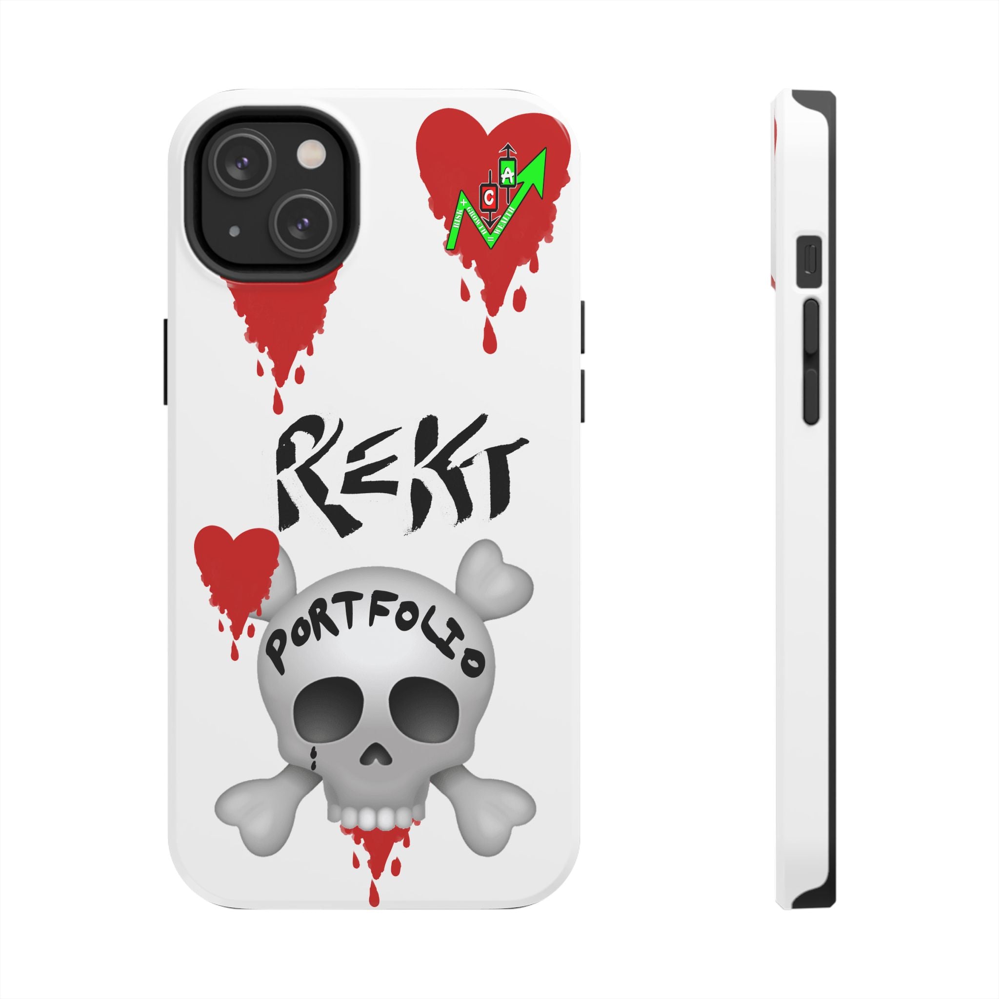 Rekt Portfolio Tough Phone Case — Skull & Dripping Heart Protective Cover