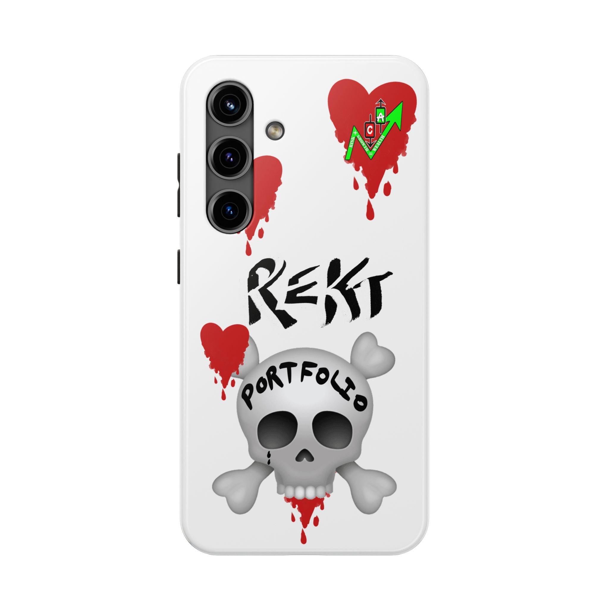 Rekt Portfolio Tough Phone Case — Skull & Dripping Heart Protective Cover
