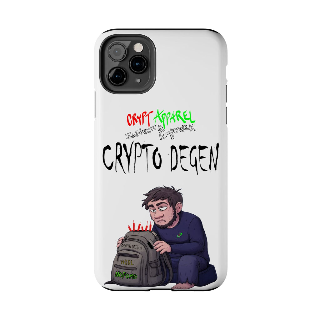 Crypto Degen Tough Phone Case — Cartoon HODL Backpack Design