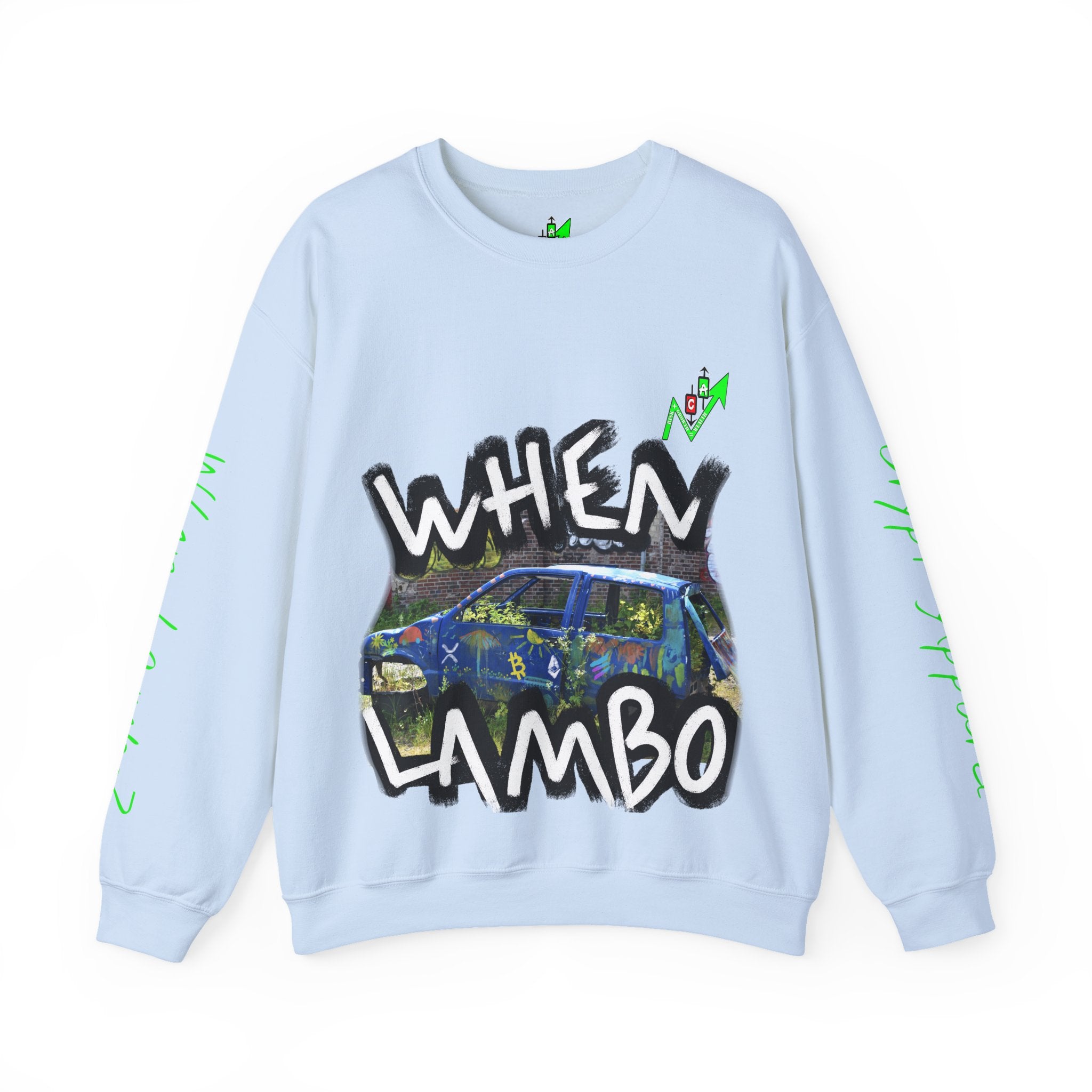 When Lambo Bitcoin inspired Graphic Crewneck Sweatshirt | Crypto Art Streetwear