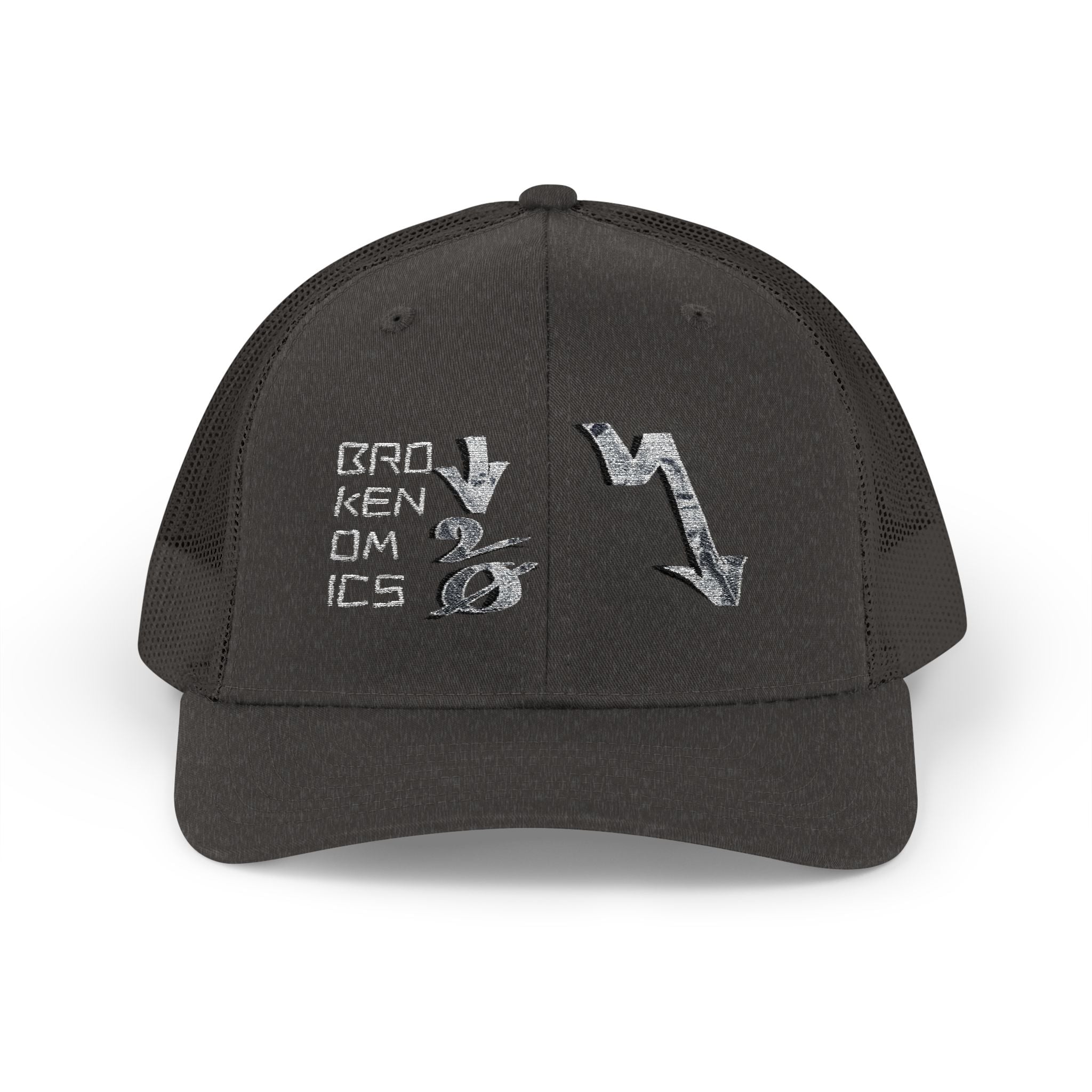 Brokenomics Crypto Trucker Cap - Crypt Apparel Distressed Arrow Graphic Snapback